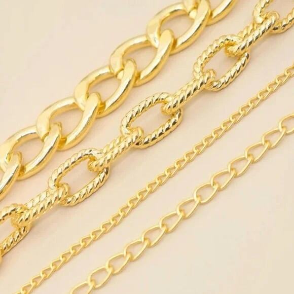 Gold Chunky Stack of 4 Bracelets - Picture 3 of 3